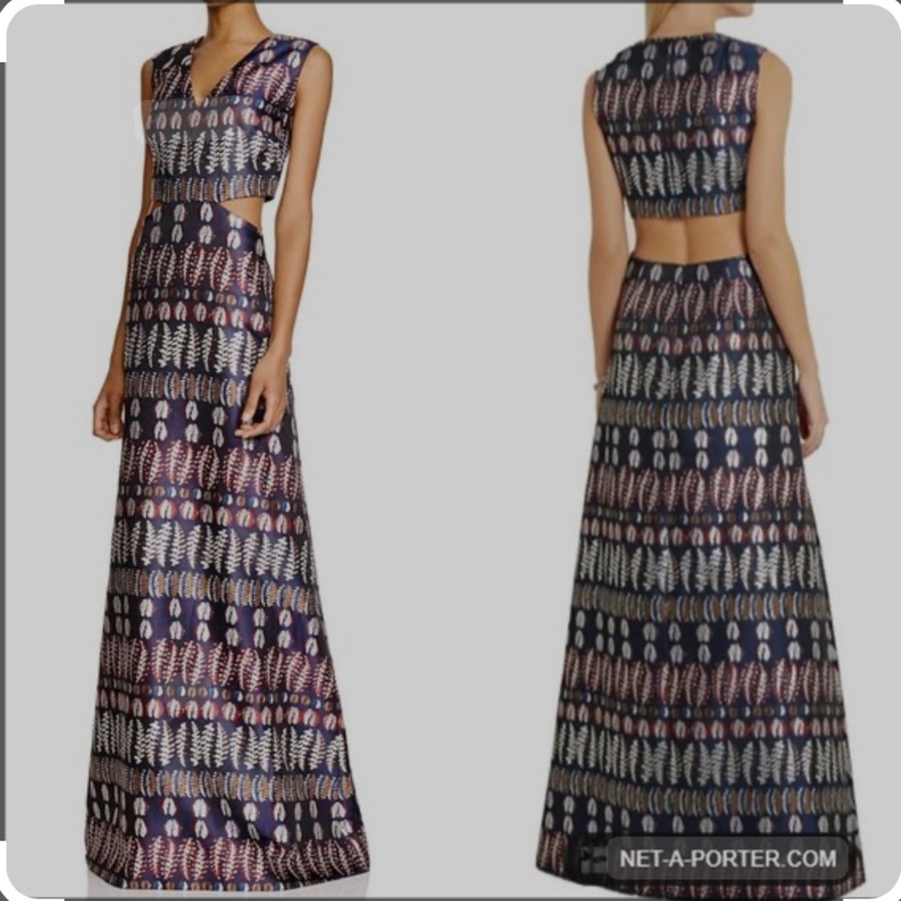 Tory Burch Navy and White Patterned Maxi Dress